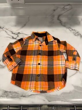 Gymboree Toddler Orange Plaid Flannel Button-Up Shirt